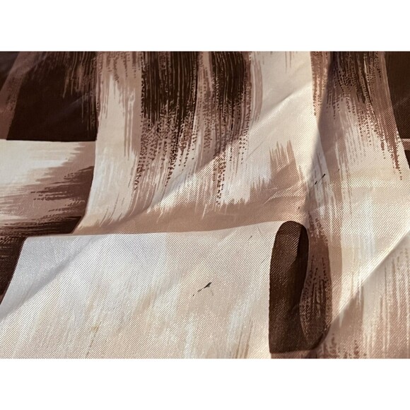 Vintage Square Brown Scarf Hand Printed Rolled Edge Made In Japan Brush Strokes - Picture 5 of 8
